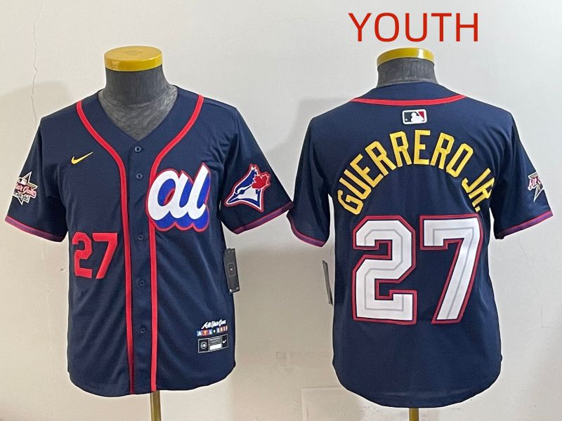Youth 2025 Toronto Blue Jays #27 Guerrero jr Drak Blue All star Nike MLB Jersey style 5->youth mlb jersey->Youth Jersey